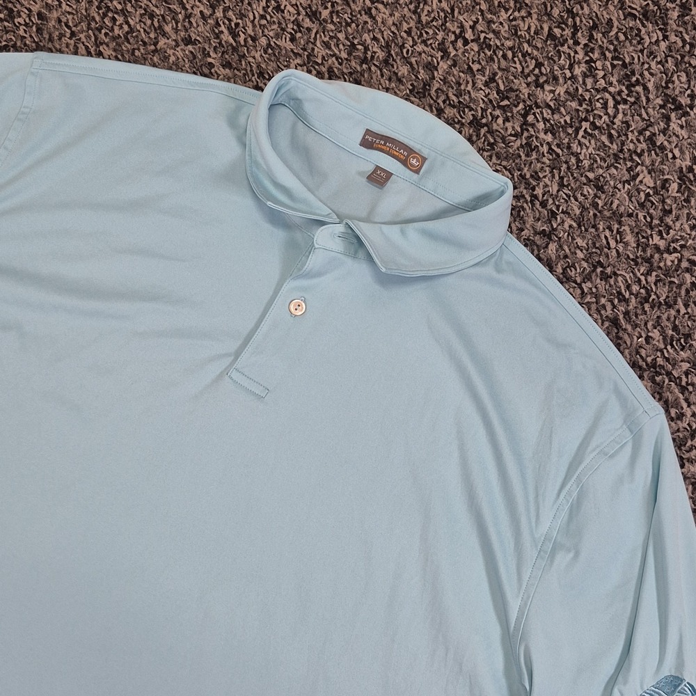 Peter Millar Summer Comfort Mens 2XL XXL Polo Blue‎ Company Logo